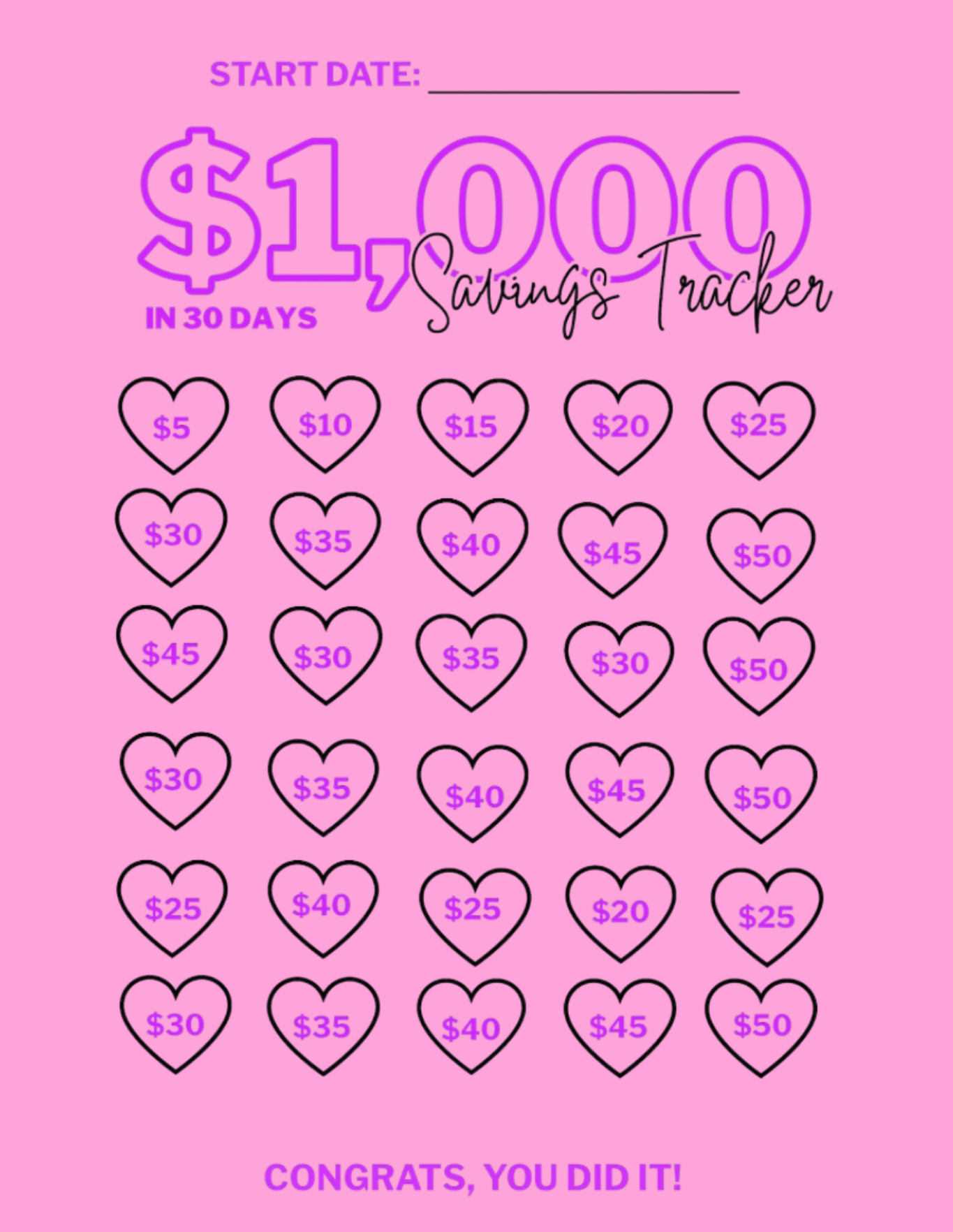 Monthly Savings Challenge